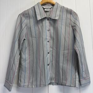 Vintage Work Habits Women's Chevron Secretary Classic Top 10P Sophisticated Chic